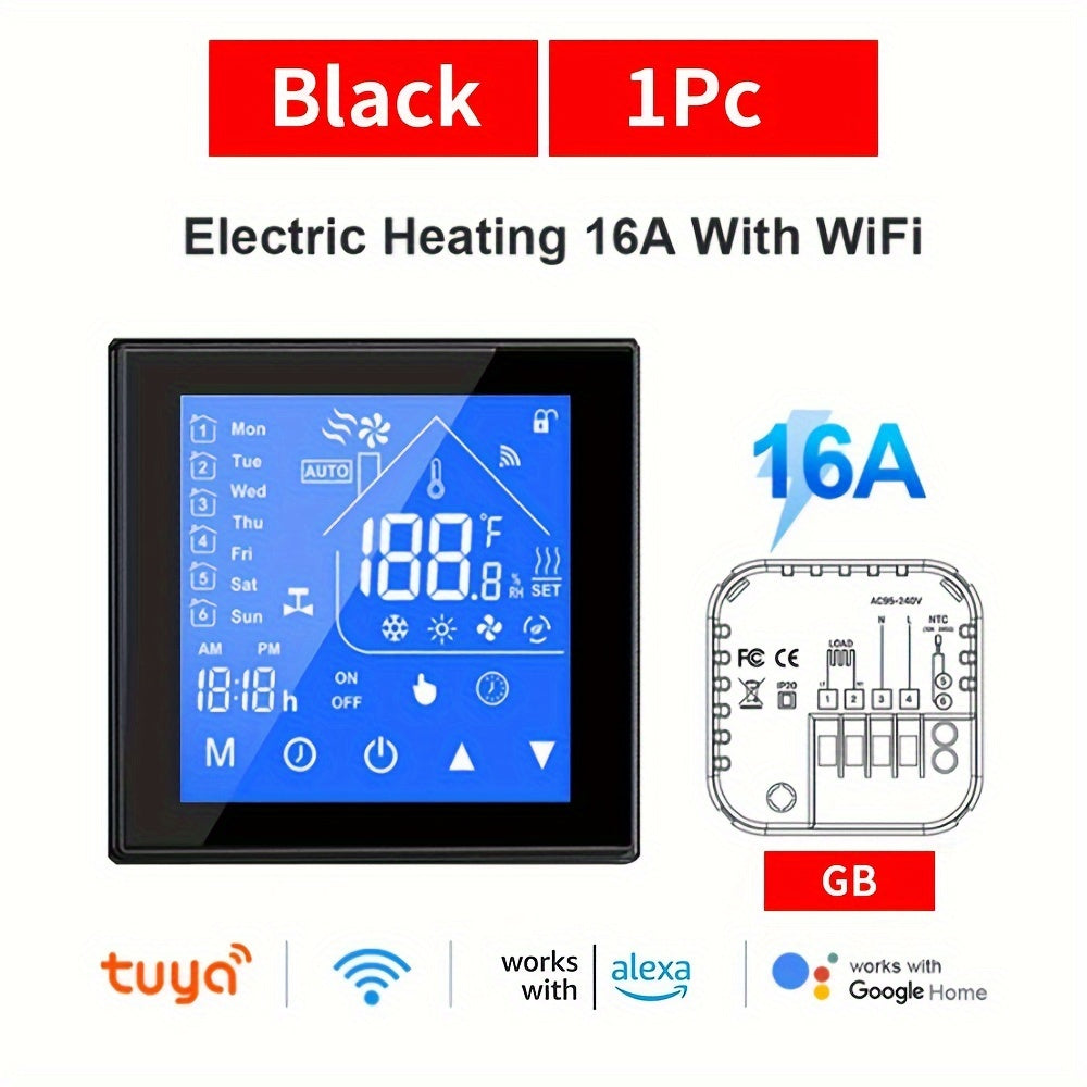 16A Smart WiFi Therjsonmostat for Electric Floor Heating with Voice Control, Works with Google Home & Alexa.