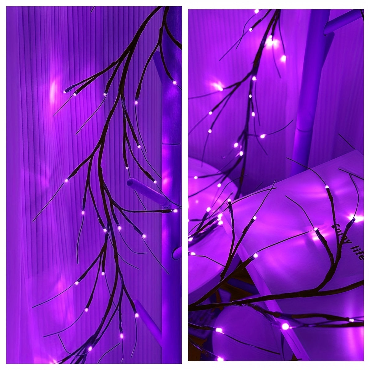 180 LED Waterfall Tree Fairy Lights with 9 drops, 2m/6.65ft indoor garland light with USB plug and 8 modes, ideal for Valentine's Day, St. Patrick's Day, and Easter decorations. (No