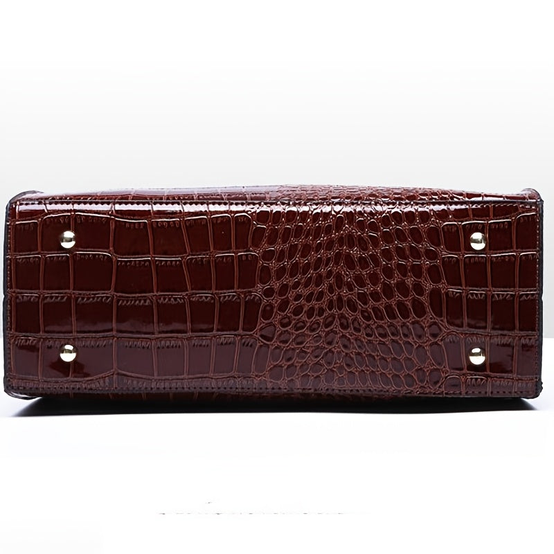 Trendy crocodile pattern handbag for women, perfect for travel and gifting.