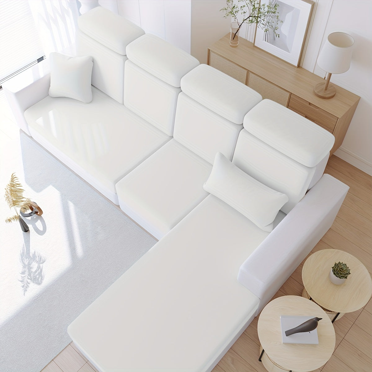 Solid color elastic dirt-resistant cushion cover.