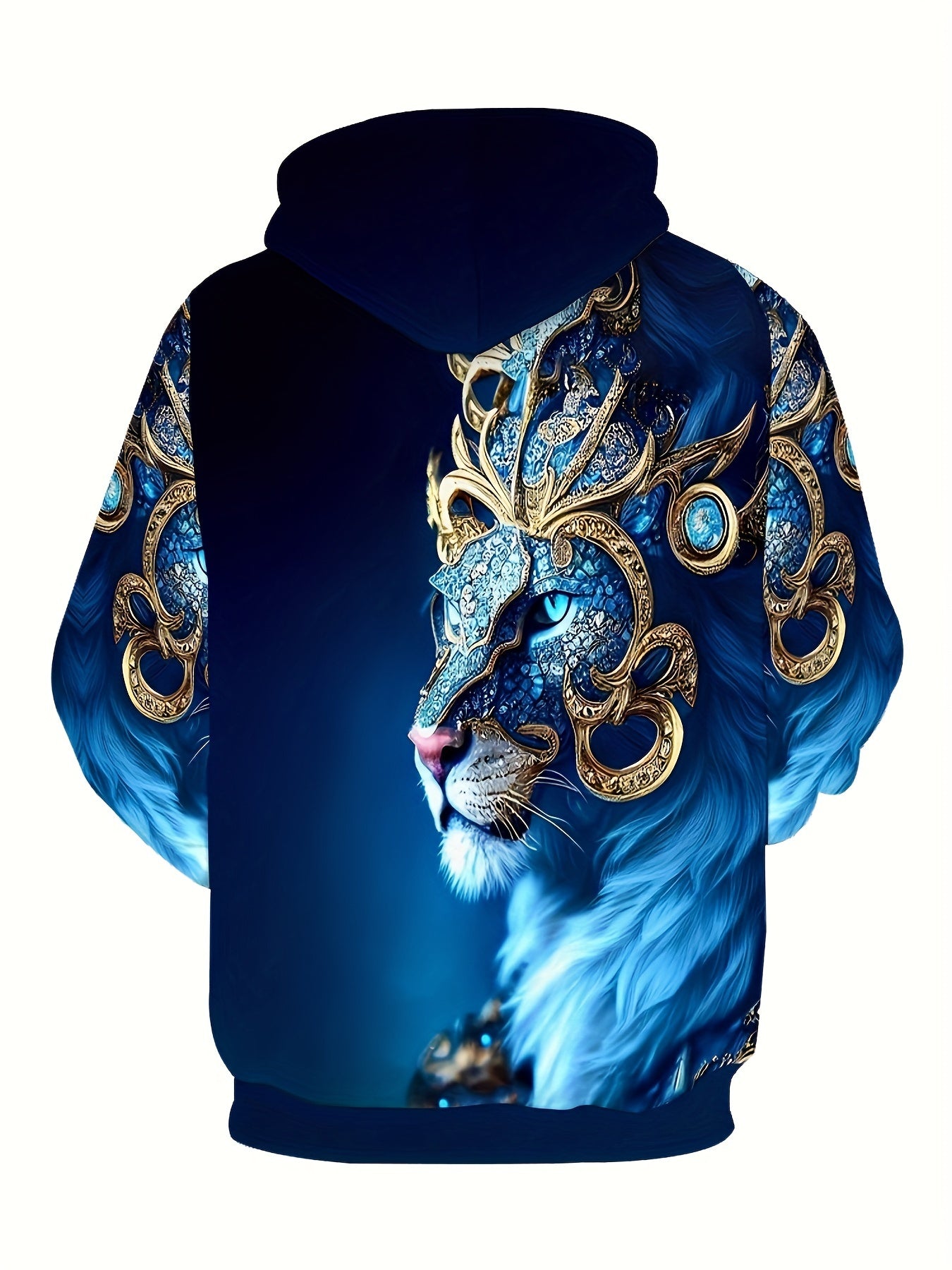 Oversized tiger print hooded sweatshirt for plus size men. Great for autumn/winter.