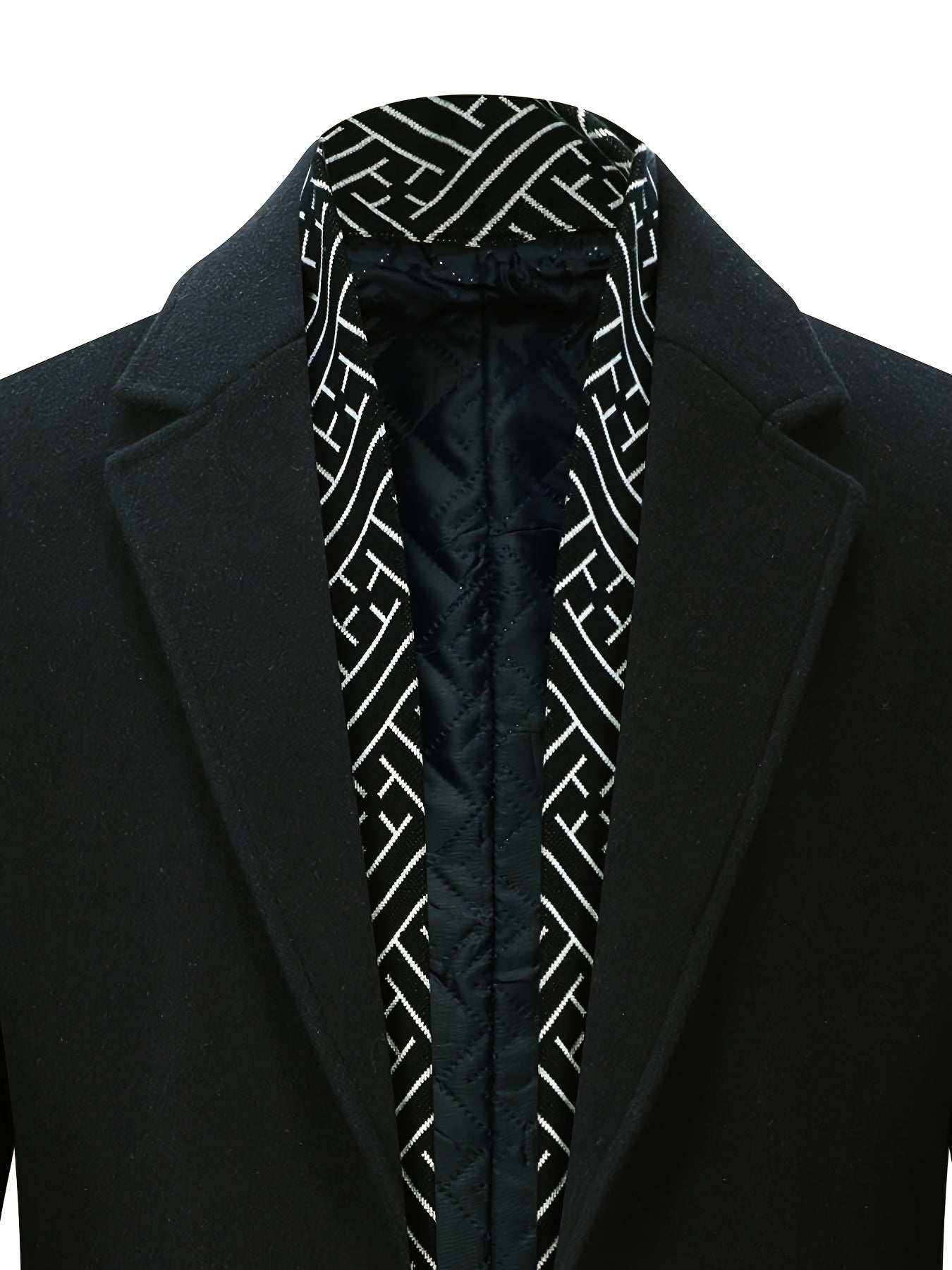 New Men's Wool Coat with Scarf Collar - Relaxed Style, Mid-Length, Suitable for Casual Outings