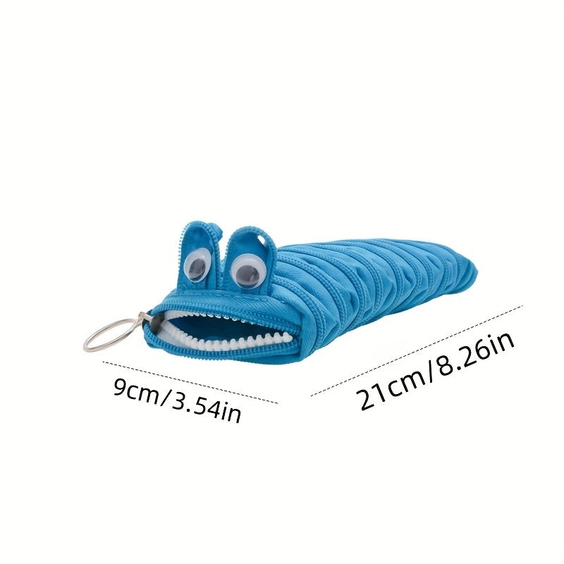 1pc Cute Caterpillar Pencil Case with Large Capacity - Ideal for Students, Back to School, Makeup Brush, and Pen Storage.