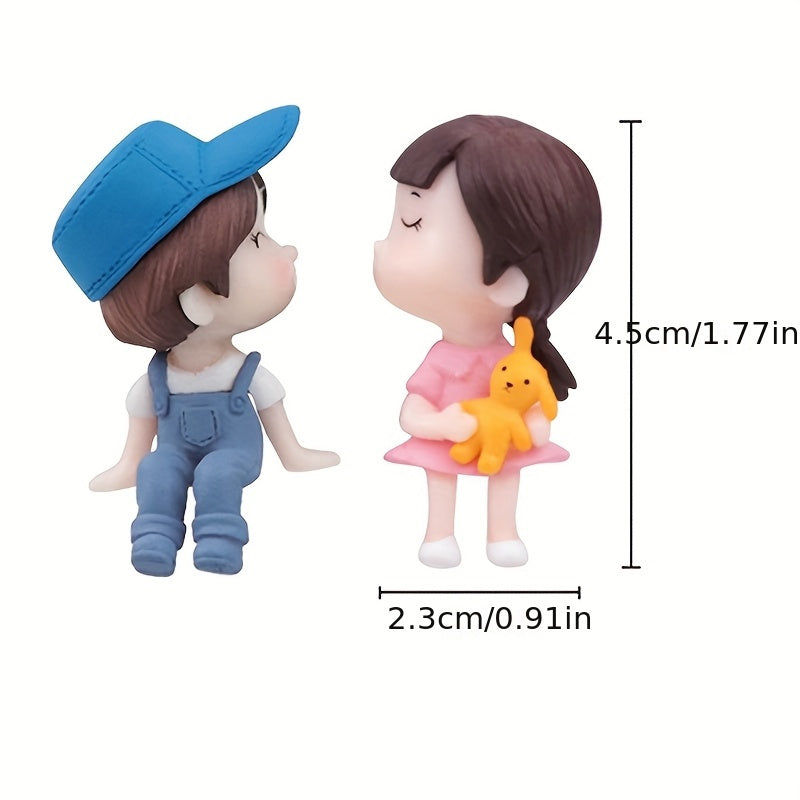 Cute couple resin figurines for car dashboard and rearview mirror decoration, ideal gift for both genders