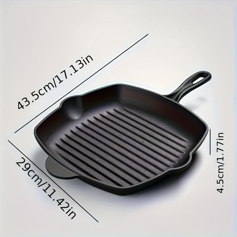 Kitchen Legend presents a premium non-stick cast iron skillet that is perfect for cooking steak and fish. With its thickened flat bottom, this skillet is ideal for use in both home kitchens and restaurants.