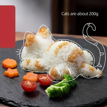 This set includes 2 cute cat-shaped molds designed for making rice balls, perfect for sushi and nori rolls. Each mold can hold up to 200 grams of rice, making them ideal for home cooking, picnics, and packing lunch boxes.