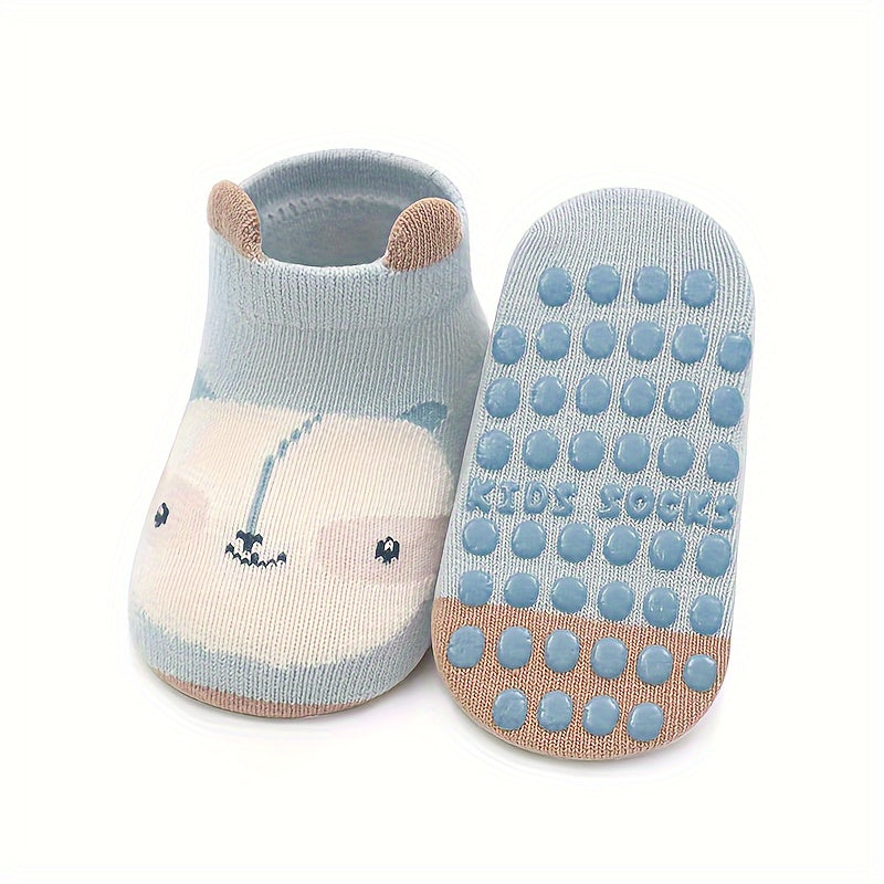 Non-slip cotton baby socks for infants and toddlers 0-3 years old, made of 80% cotton and 20% polyester. Hand wash only. Pack of 1 pair.