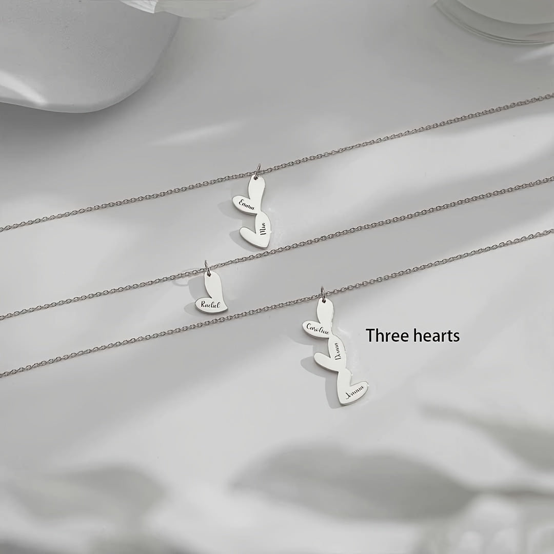 Exclusive Custom Heart Necklace with Multiple Names, Luxurious 18K Gold Plating, Chic & Elegant Design, Featuring Script and Numeric Characters, Suitable for Everyday Wear & Special Occasions, Great for Valentine's Day, Anniversaries, Mother's Day