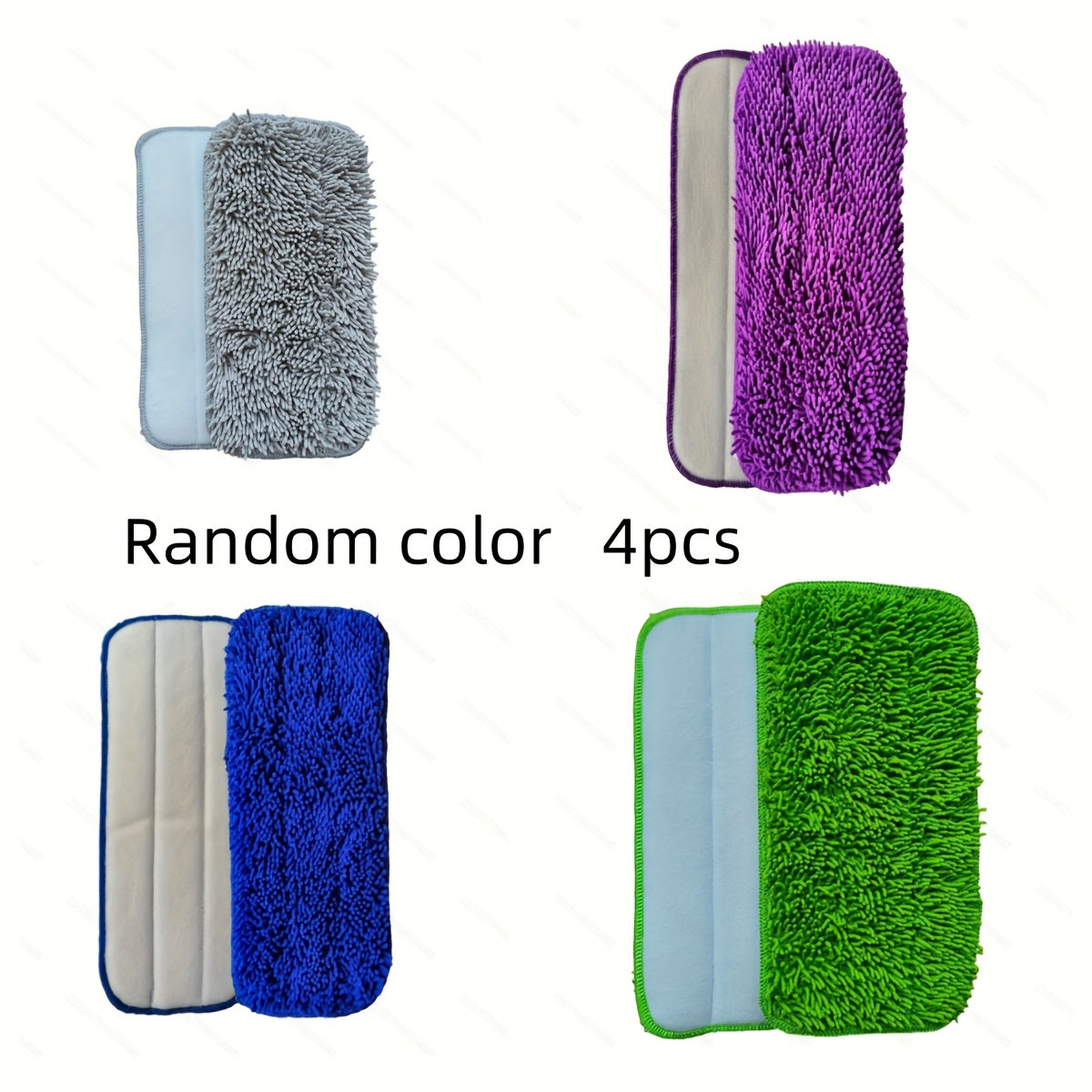 Pack of 4 Wet Spray Mop Ultra-Fine Microfiber Chenille Flat Mop Replacement Cloths, Colors may differ.