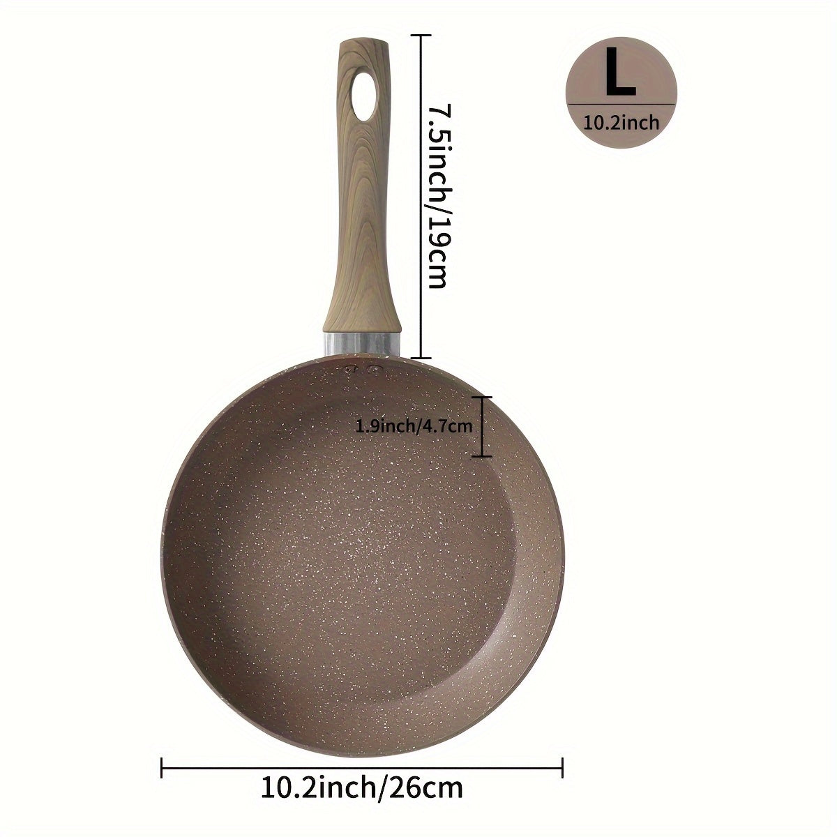 Durable Aluminum Non-Stick Skillet with Wooden Handle, Maifan Stone Coating - Dishwasher Safe Frying Pan for Gas Stove, Easy to Clean.