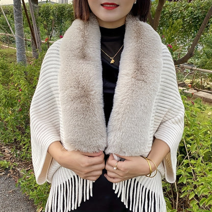 Stylish faux fur shawl for women perfect for autumn and winter. Windproof, warm, and trendy Korean version. Ideal for leisure outings.