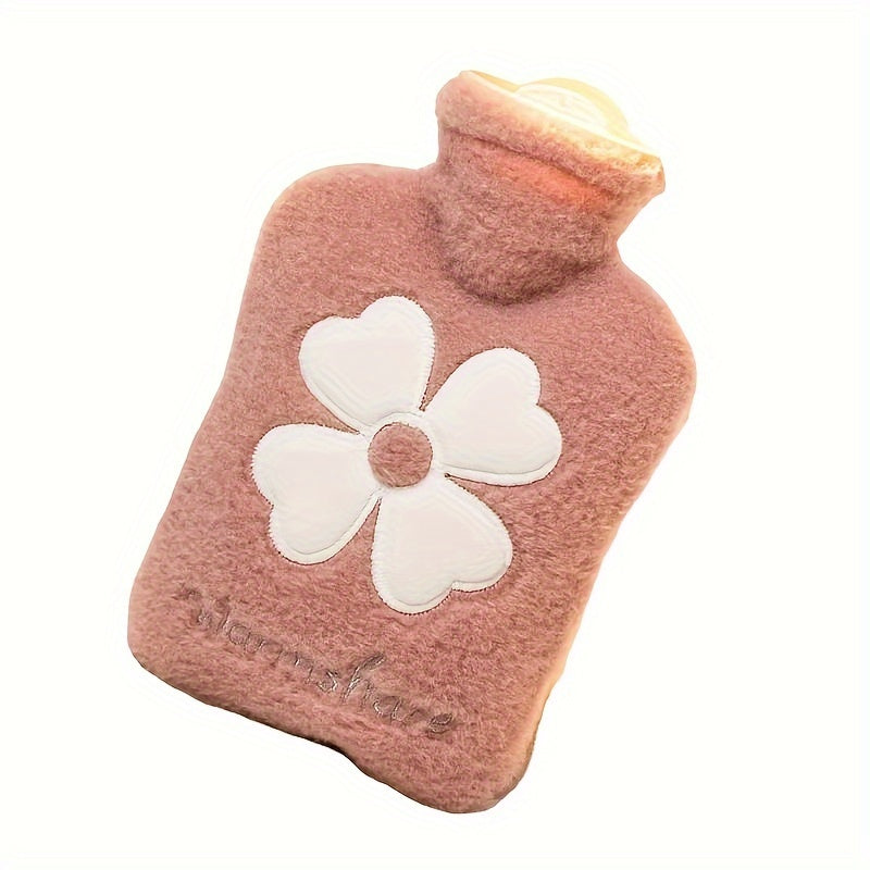 Large Capacity Hot Water Bag with 1000ml capacity, perfect for hot compress on cold hands and feet during winter. This portable hot water bag is made of thick plastic and comes with a detachable fluff cover. It is a must-have essential for the winter