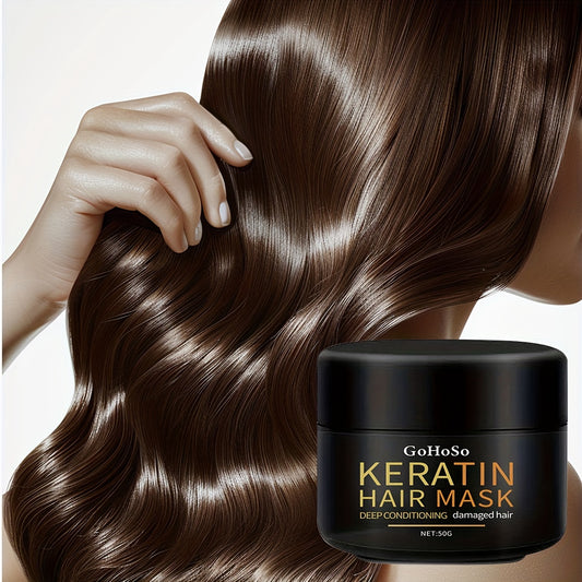 50g Keratin Hair Mask with Argan Oil, Collagen for Deep Hydration, Nourishing Scalp Exfoliation for All Hair Types, Ideal for Dry, Straight, Curly, Colored & Permed Hair, with Moroccan