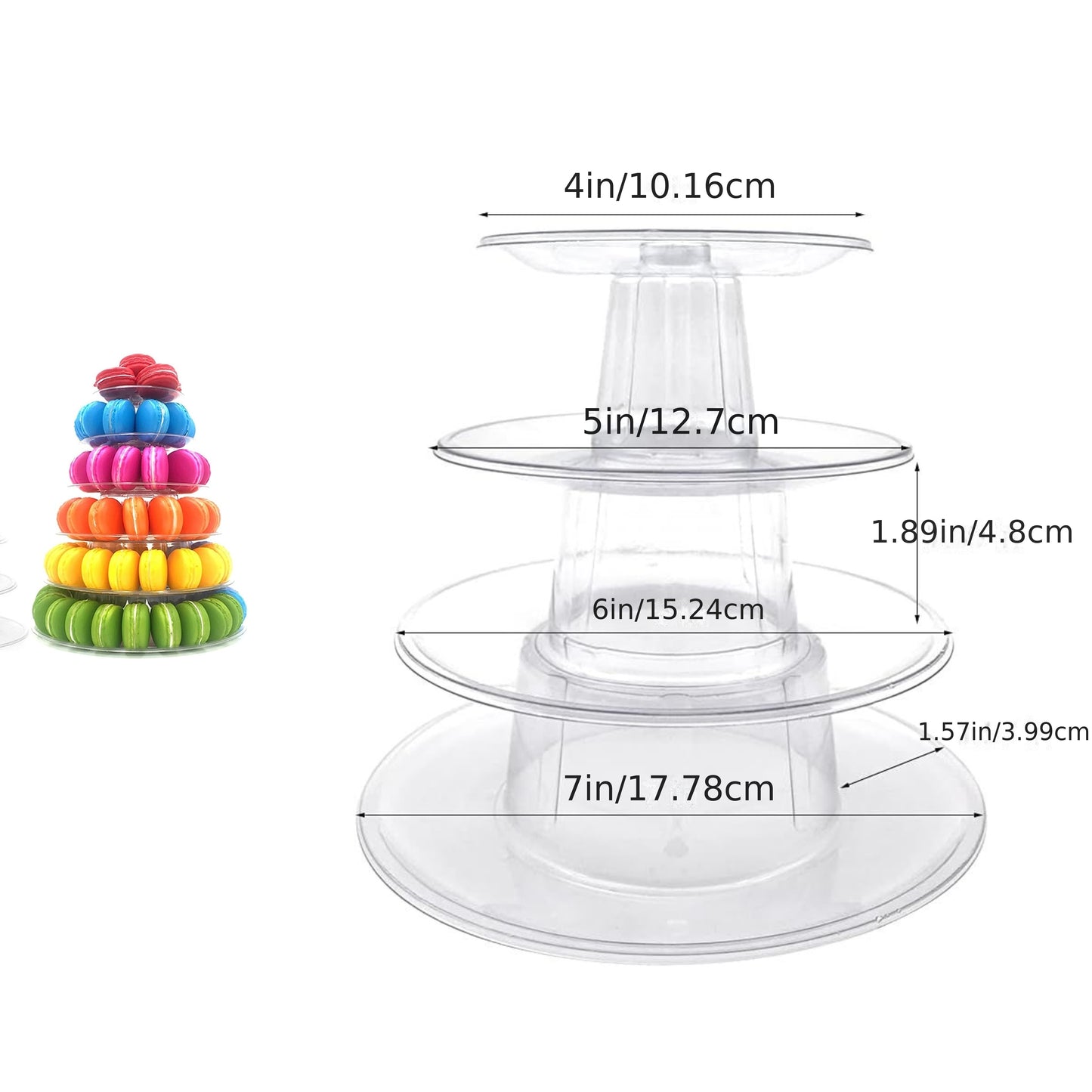 One 10-tier macaron display stand for various events including weddings, birthdays, and holidays.