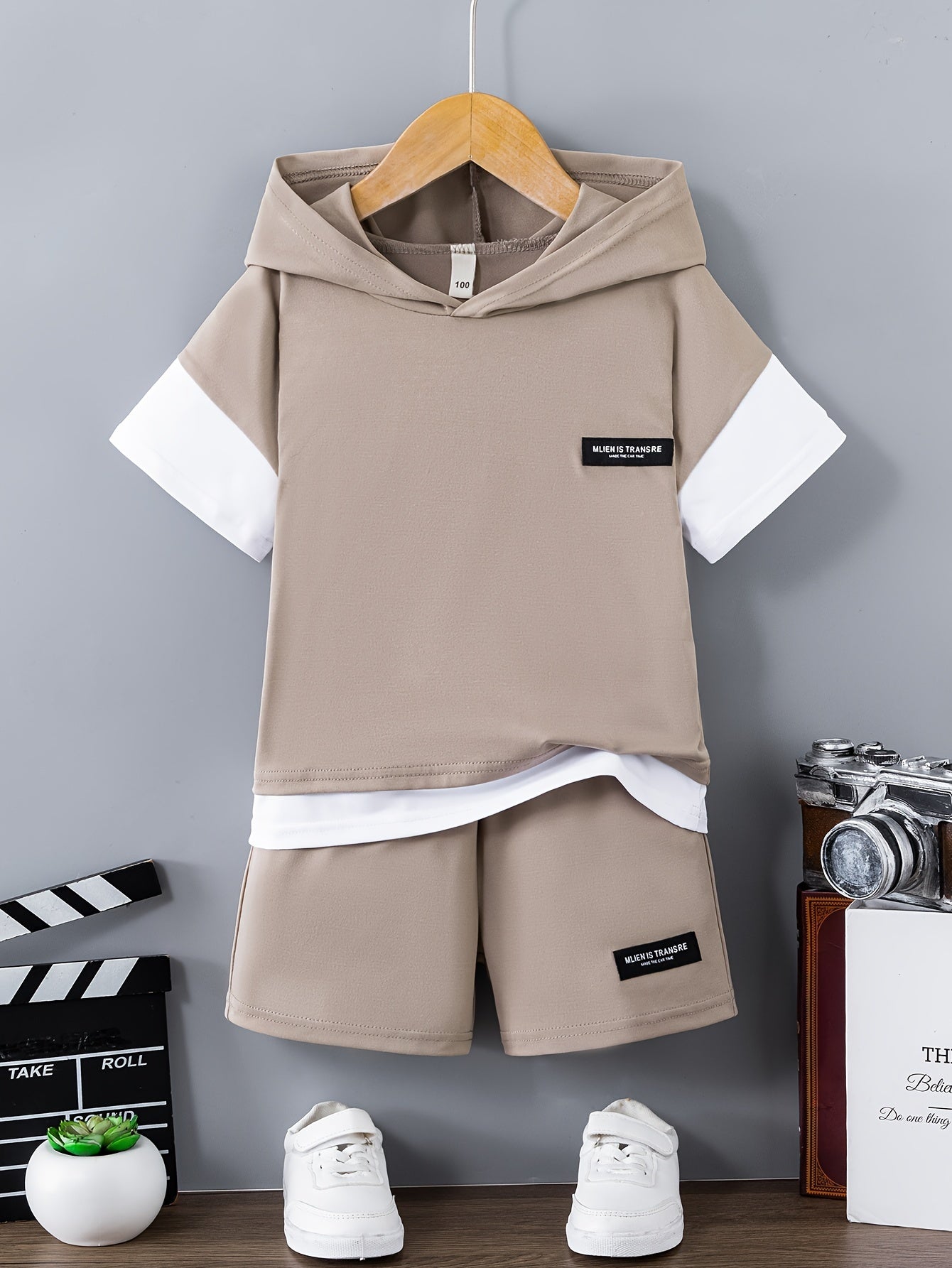 Boys Casual Hooded T-shirt & Shorts Set, Perfect for Summer Wear