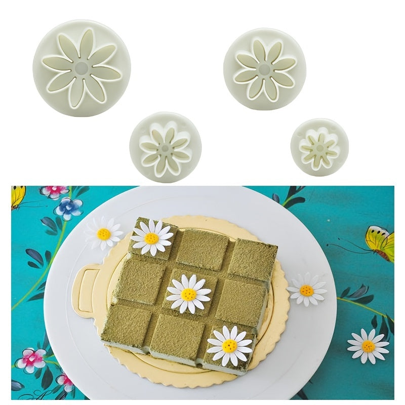 Set of 4 Fondant Molds in Flower Shapes for Homemade Cookie and Candy Creations, Essential Baking Tools and Kitchen Gadgets