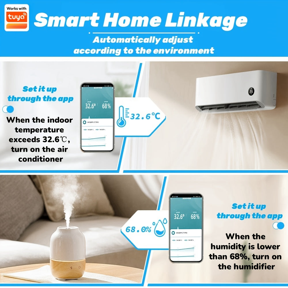 Ambient Tracker: Smart sensor for temperature & humidity, with easy installation, Wi-Fi connectivity, voice control, and high precision for home comfort.