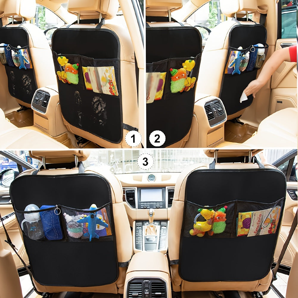 Kid-Friendly, Waterproof Car Backseat Protector with 2/3 Pockets - Made of Tough Polyester, Simple to Install Kick Mat for Protecting against Dirt & Scratches