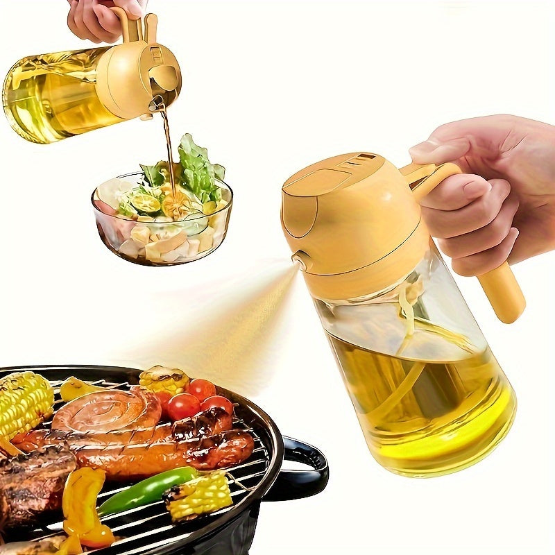 1 Piece of BPA-Free Plastic Oil Sprayer 2-in-1, 15.8oz Olive Oil Dispenser with Spray and Pour Functions. Includes a 470ml Cooking Oil Spray Bottle with Anti-Clog Filter for a Leakproof Condiment Container in the Kitchen. Ideal for Salad, Frying, and BBQ.