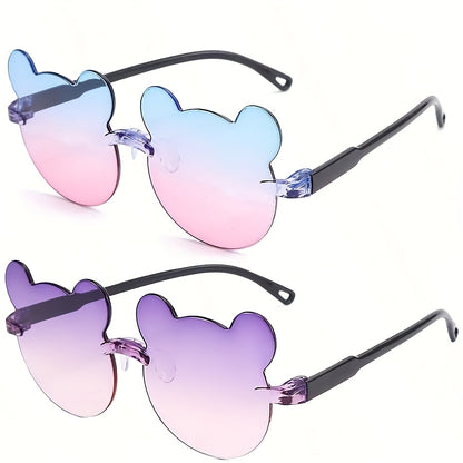 2 bear ear fashion glasses for teens in mixed color PC frame, perfect for New Year, Valentine's Day, and carnival gifts.