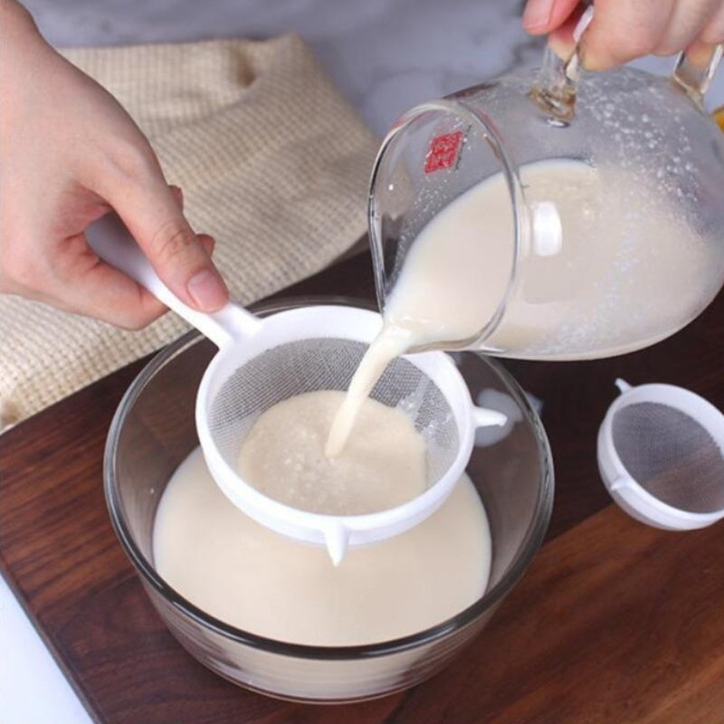 Ultra-fine Polypropylene Soy Milk Filter Mesh Sieve Set includes 3 pieces - Leak Spoon, Household Juice Squeeze, perfect for Self-brewed Fruit Wine and Rice Wine filtration.