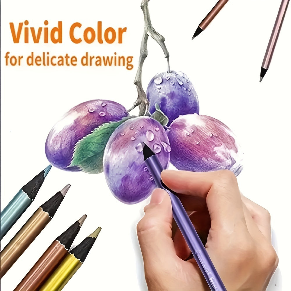 12 metallic color pencils for art, coloring, and creative DIY projects