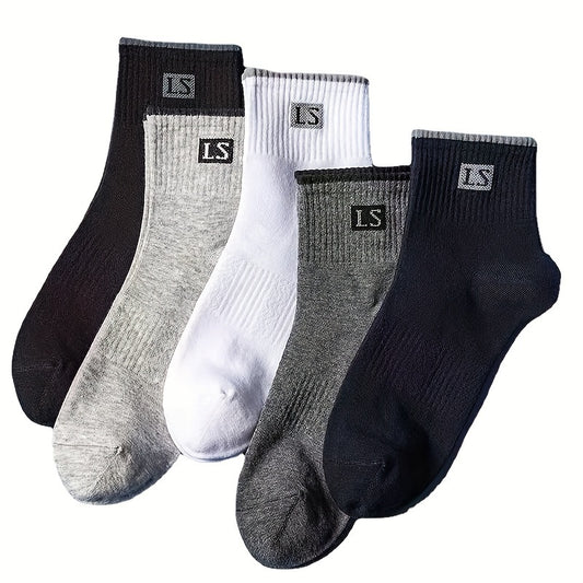 6 Men's Breathable Cotton Blend Crew Socks - Anti-Odor, Sweat Absorbent for Basketball & Sports