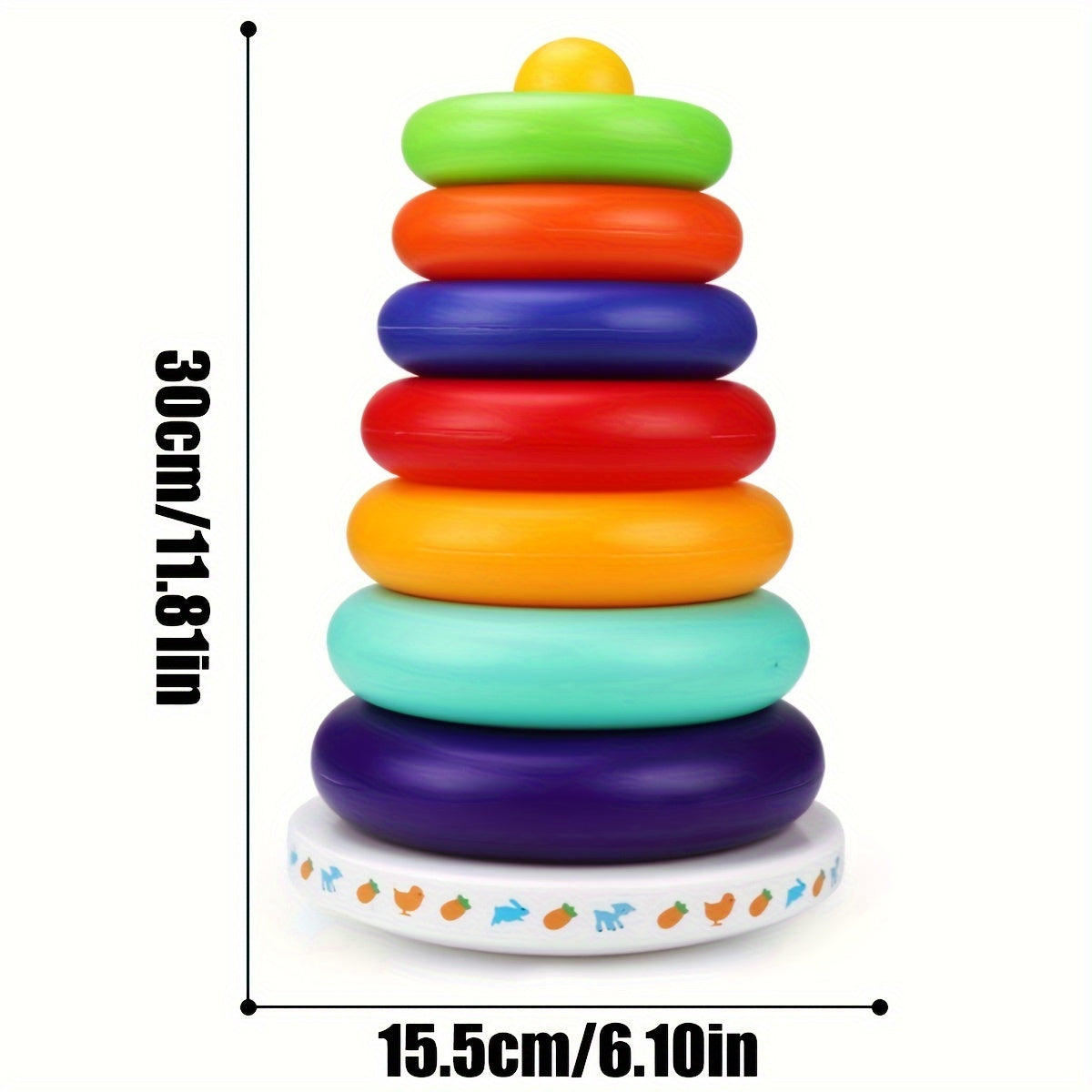 Toy Set: 6 Ring Rainbow Stacking Tower with Music and Colorful Blocks - Enhance Fine Motor Skills and Cognitive Development, Interactive Educational Toy for Preschoolers with Accessories, Perfect Holiday Gift.