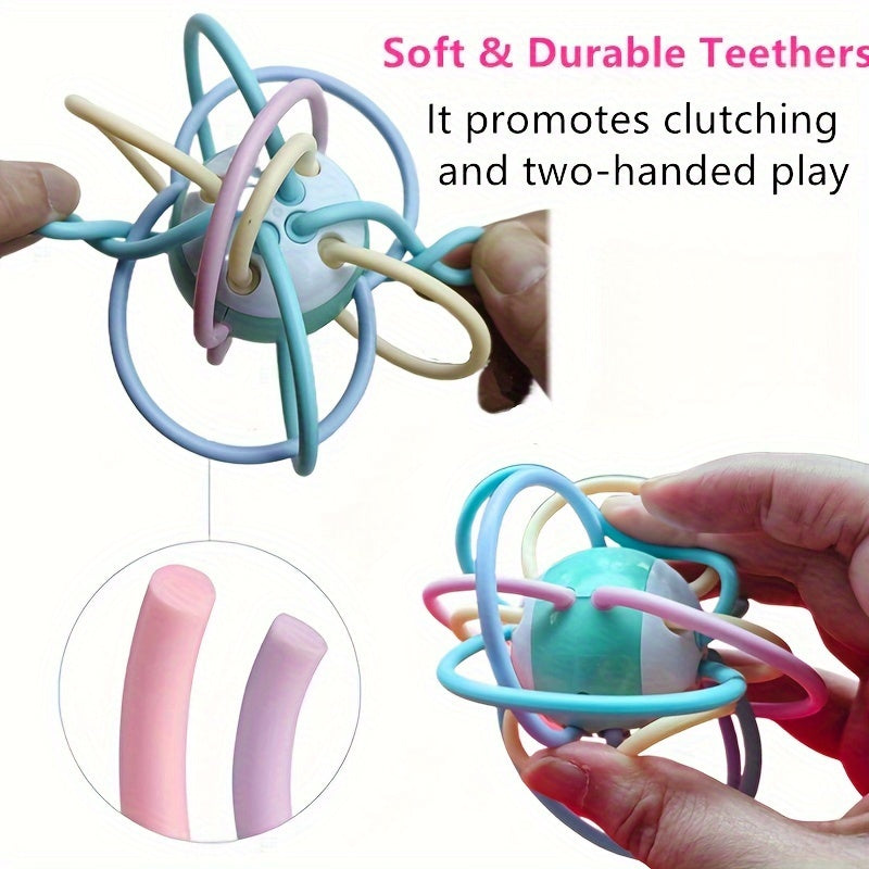 Manhattan Ball Teether: BPA Free and Food Grade Sensory Teether Toy with Rattle Feature for Infants