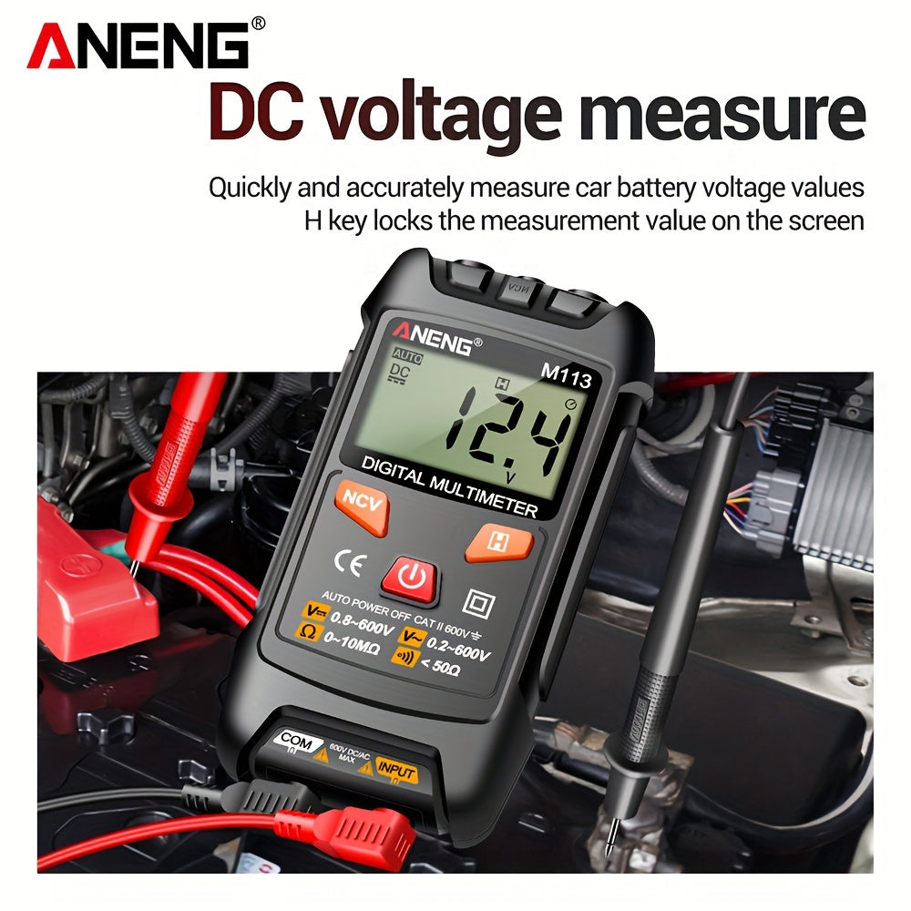 ANENG M113 Mini Digital Multimeter with 1999 Counts for AC/DC Voltage Meter, Battery Powered, ABS Material, NCV Induction, Auto Recognition, Resistance/ON/OFF, Electricity Measuring Tool.