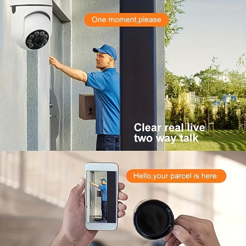 One unit of the Bulb Safety Camera, featuring 1080P resolution and wireless 2.4GHz connectivity, can be used indoors and outdoors. This smart camera is designed to be easily screwed into an E27 bulb socket and offers PTZ functionality with a 355-degree