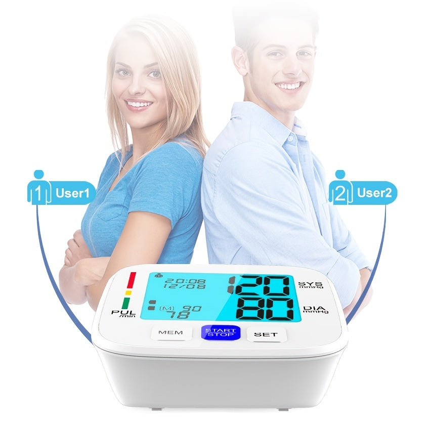 ALPHAMED Upper Arm BP Monitor with Large Display, Adjustable Cuff, 180 Memory Storage, Battery Operated - Ideal for Home Health Monitoring, Adults.