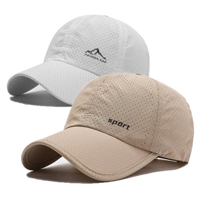 2-Pack Quick-Dry Baseball Caps, 100% Polyester Mesh, Snow Mountain & Sport Letter Print, Casual Sports Style for Spring/Summer