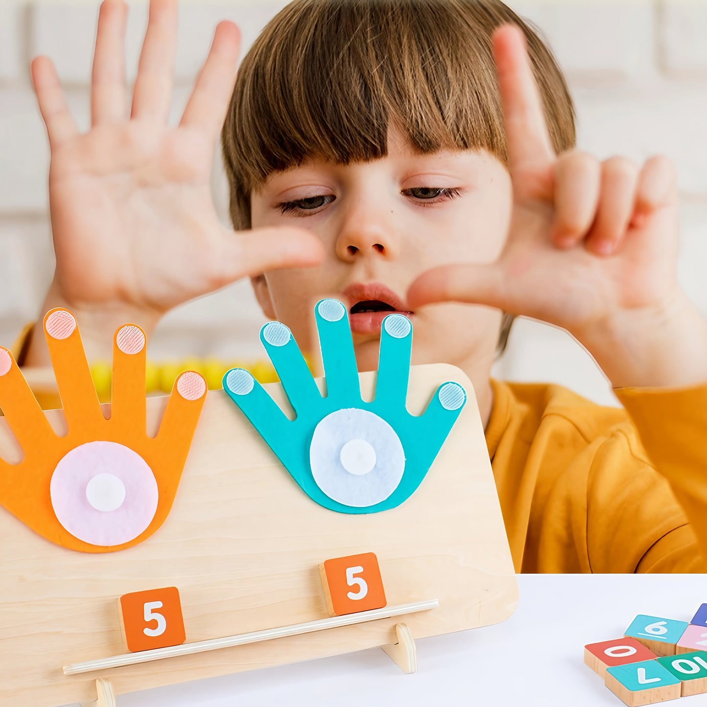 Wooden Finger Arithmetic Teaching Aids for Children, Educational Toys for Enlightenment and Kindergarten Learning of Mathematical Operations Addition and Subtraction with Cognitive Matching Board