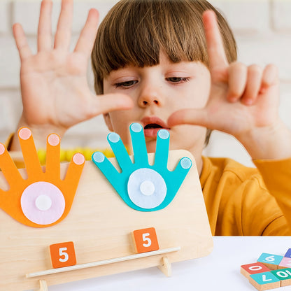 Wooden Finger Arithmetic Teaching Aids for Children, Educational Toys for Enlightenment and Kindergarten Learning of Mathematical Operations Addition and Subtraction with Cognitive Matching Board