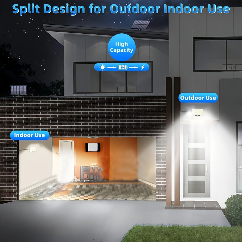 Outdoor solar light with motion sensor, remote control, and 3 modes, ideal for patio, porch, camping, and backyard.