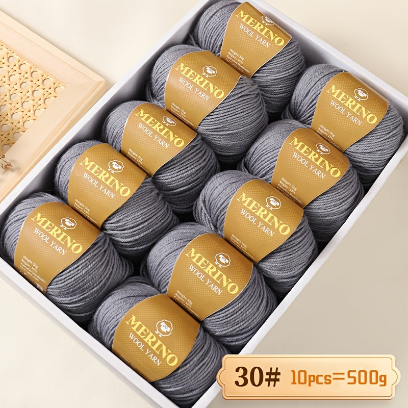 10 JIUWEIDIAOWANG Merino Wool Yarn balls, 500g each, 212 Medium Weight, Hand-Dyed DIY material for knit apparel - Multicolor Gradient, Chunky & Fine Blend, Camel Hair, Autumn Winter.