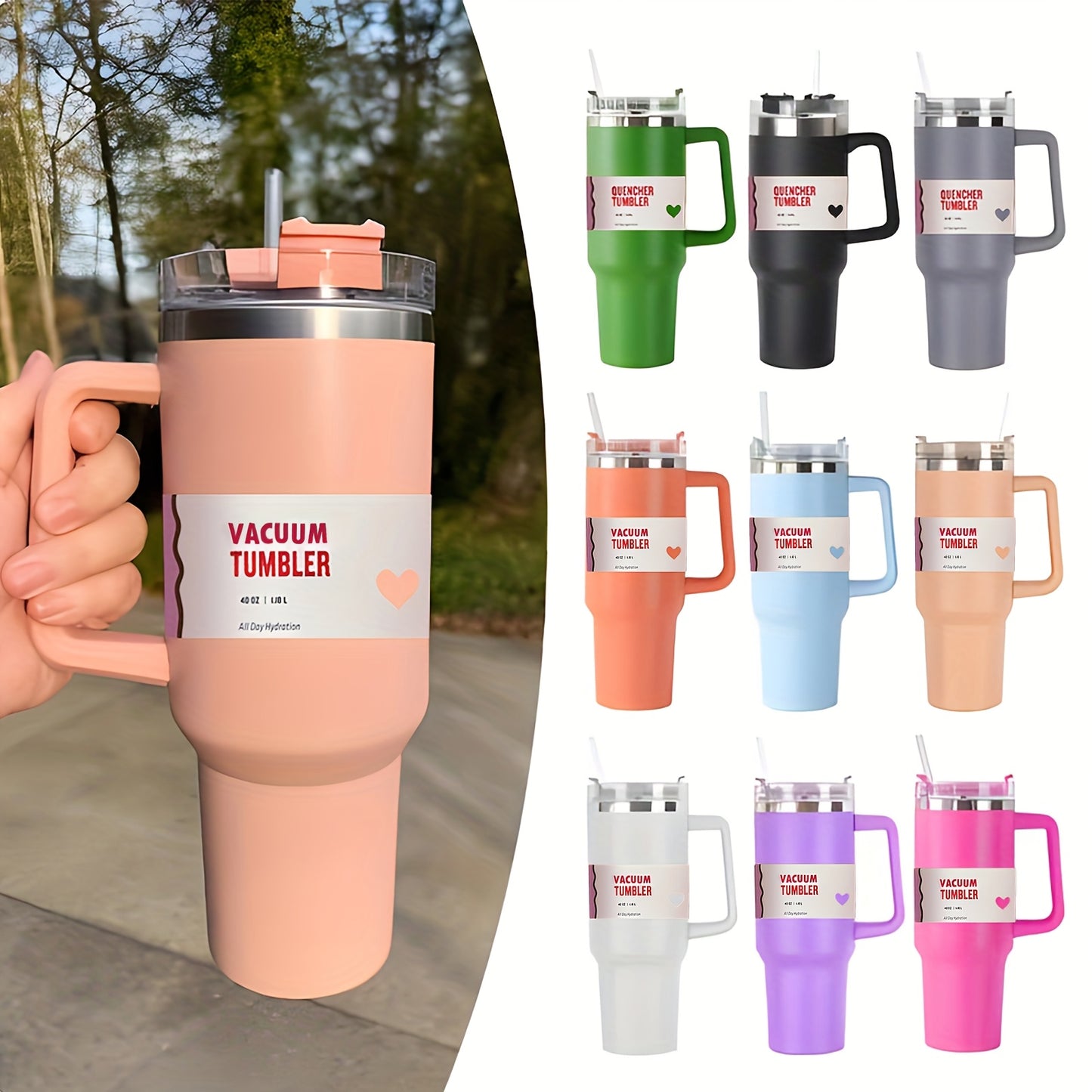 Sakura Train H1.0 FlowState 40oz Insulated Tumbler with Lid & Straw - Ideal for Cold Drinks, Perfect Holiday Gift