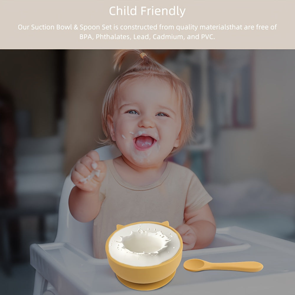 TYRY.HU Custom Feeding Bowl With Suction Cup, Silicone Bowl and Spoon Set, Perfect Christmas Gift