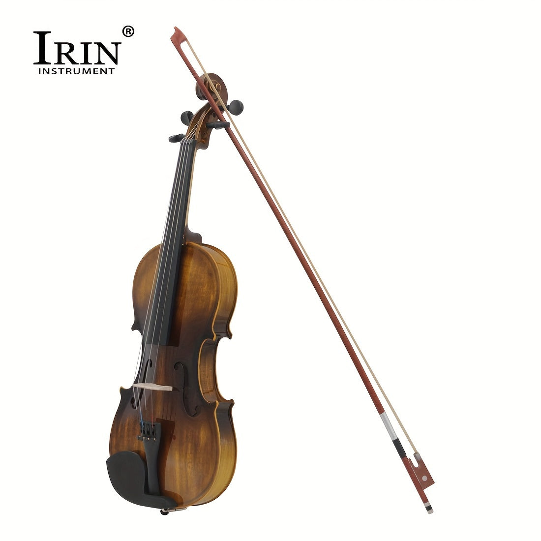 IRIN AV-207 Glossy Violin with Basswood Chin Rest, Precision Pegs, Clear Layers - Deep Brown Finish, Lightweight & Durable Design for Enhanced Sound Quality, Includes Accessories