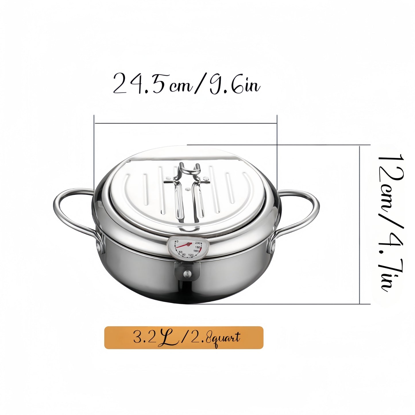 A versatile kitchen tool, the 1-piece stainless steel deep fryer and frying pan with lid comes equipped with temperature control and an oil drop filter rack. Ideal for frying up dishes like French fries and chicken, this fryer is compatible with gas and