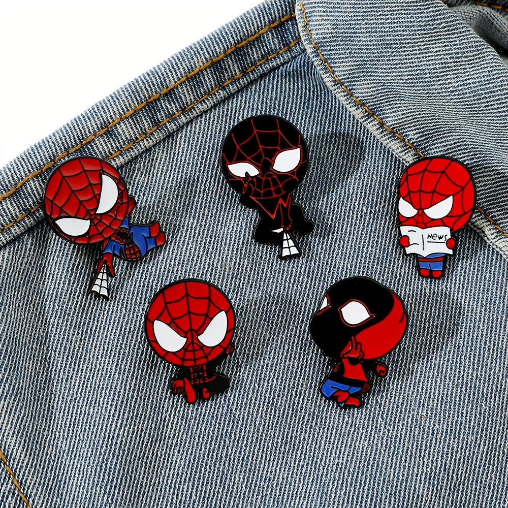 Set of 6 Marvel Spider-Man Enamel Brooch Pins, Adorable Cartoon Anime Design made from Alloy Metal, Unique Irregular Shaped Fashion Accessories for Clothing and Backpacks, Perfect Gift for Friends