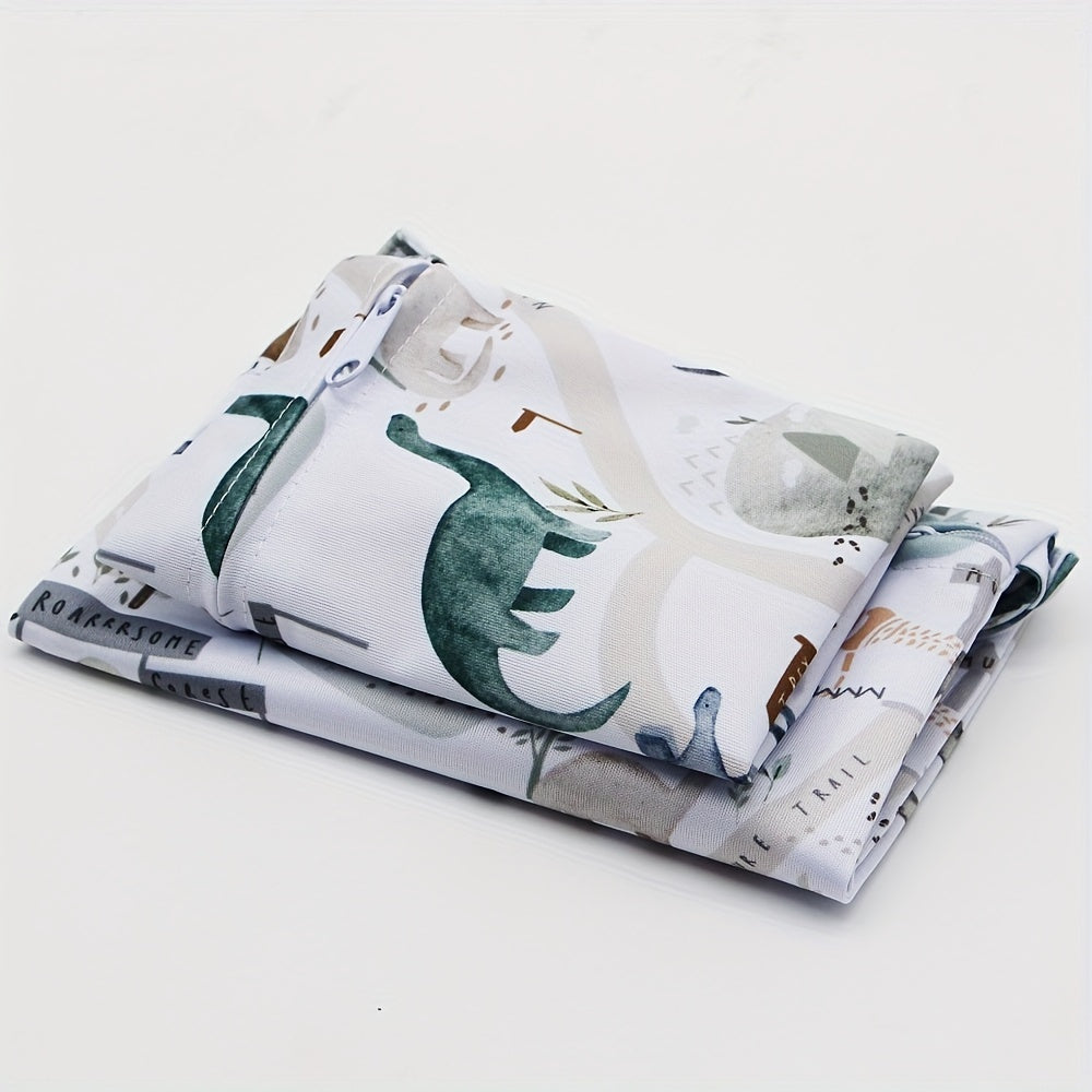 Set of 2 Asenappy Dinosaur Print Wet & Dry Bags, Made with Polyester Fiber for Waterproof and Reusable Diaper and Laundry Storage. Can also be Used as Makeup, Stroller, and Toy Organizer for Ages 14 and Up.