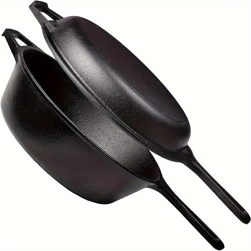 Dual-sided Cast Iron Skillet Set - Thick, Non-Stick and Versatile for Frying, Soup, Stew | Suitable for Induction Cooktops