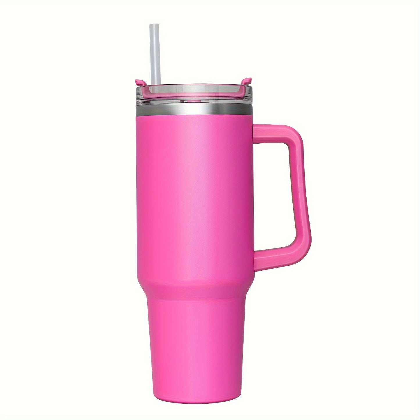 40oz stainless steel tumbler with handle & straw, BPA-free, ideal for car, home, office. Great for summer drinks & birthdays.