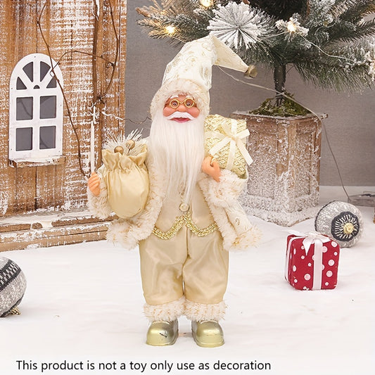 12-inch vintage style collectible Santa figurines, ideal for Christmas decor in any living space, no electricity required. Suitable for various interiors, with a holiday anime theme. Ideal for Christmas and New Year decoration.