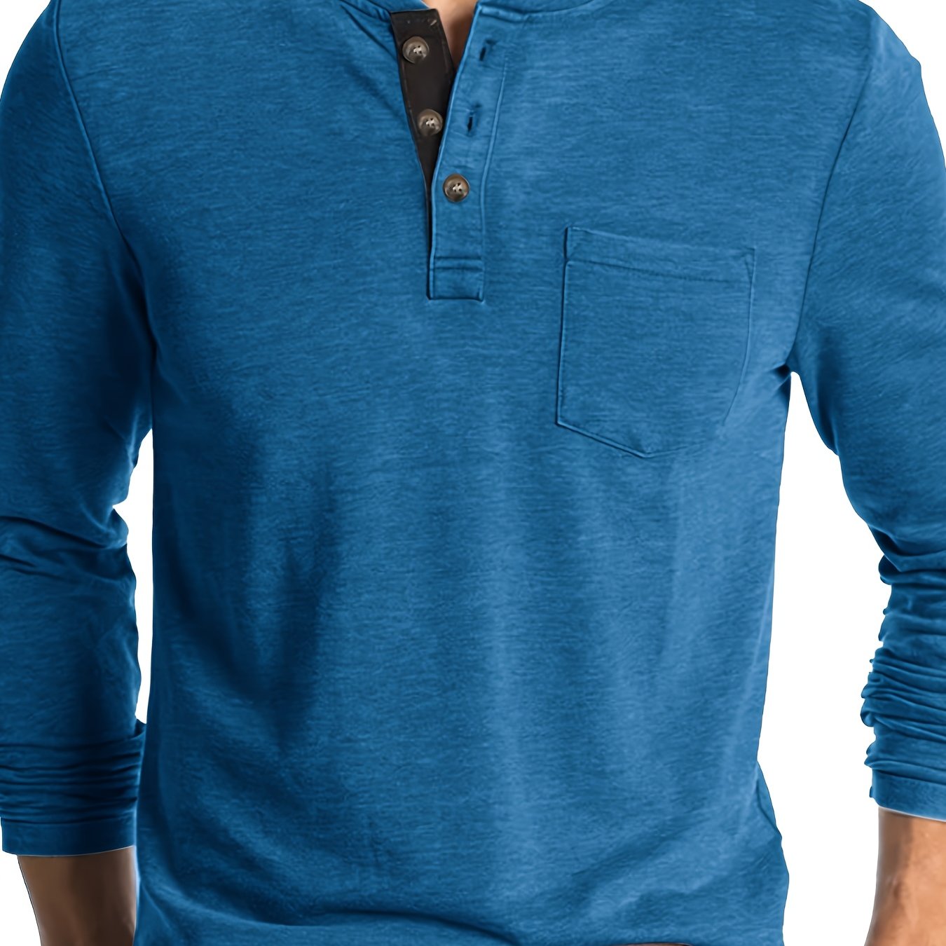 Men's olive green Henley shirt in big & tall sizes, perfect for outdoor activities. Casual, comfy, with stretch and long sleeves.