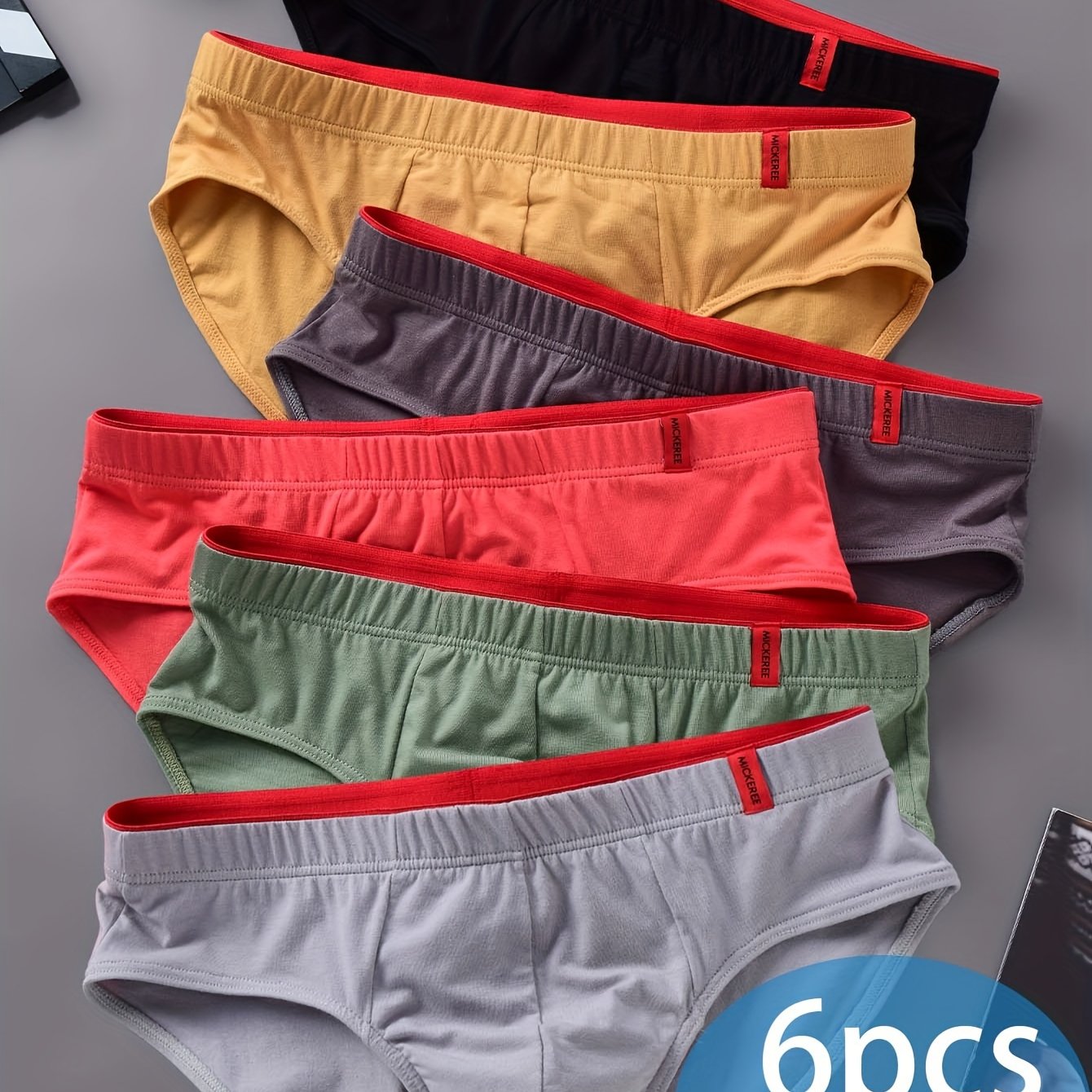 6pcs Mixed Color Men's Breathable Triangle Underwear with High Elastic Waistband, Casual Sweat-Absorbing Boxer Shorts, Stylish New Cotton Feel, Sweat-Resistant