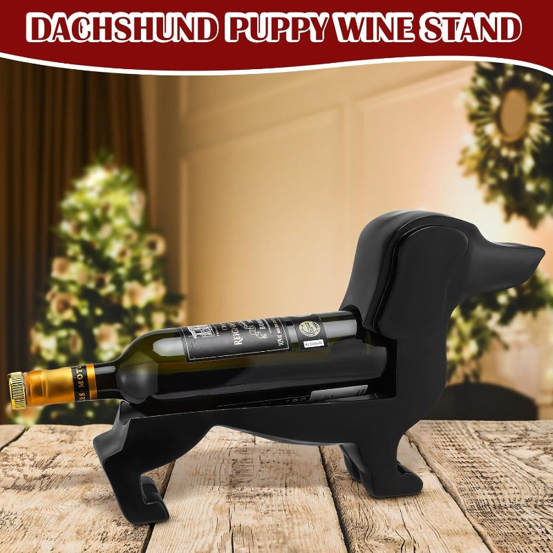 Tabletop Decorative Wine Bottle Holder - White Elephant Gift for Dog Lovers - Resin Wine Bottle Holder - Christmas Gift - Holds 1 Standard Wine Bottle