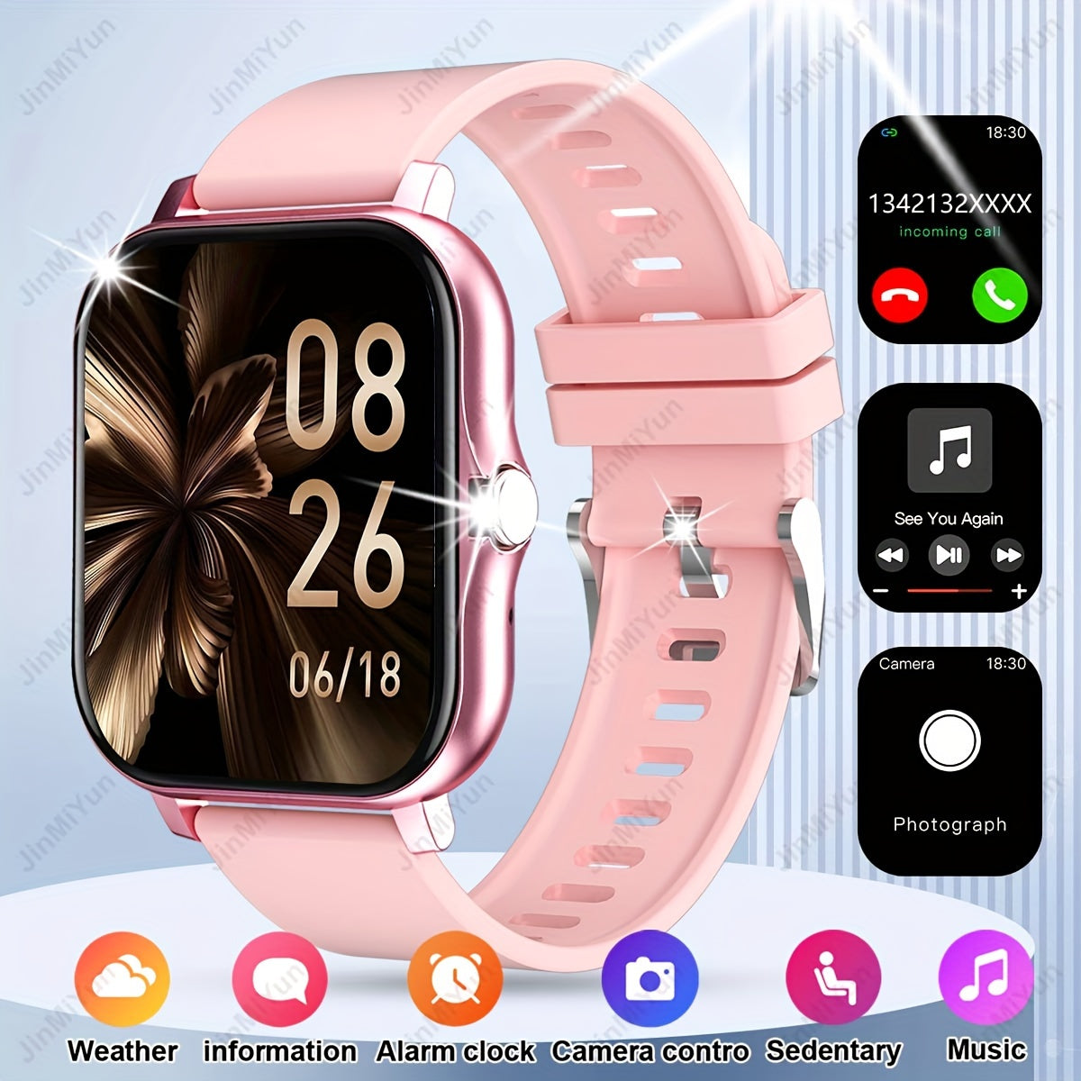 Get the 1.83 inch Full Screen Touch Sports Smartwatch for Men and Women with wireless call/message reminder and multiple sport modes. Answer/dial phone calls, take remote photos/play music